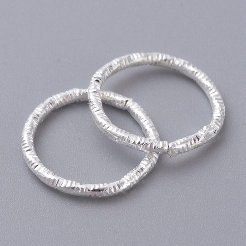 Jump Rings Etched 12x1mm Silver Plated 30pcs for jewellery making