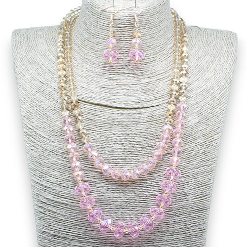 Elenor Double Strand Necklace pink champagne necklace making kit — DIY set with beads and instructions for creating handmade jewelry