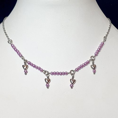 Cordelia Heart Necklaces light orchid necklace making kit — DIY set with beads and instructions for creating handmade jewelry