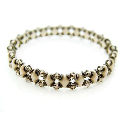 GemDuo Sparkle Bracelets cream grey bracelet making kit — DIY set with beads and instructions for creating handmade jewelry