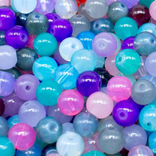 Milky Glass Beads 8mm Mixed 50pcs for jewellery making