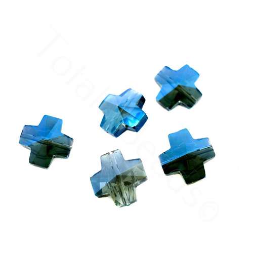 14mm crystal beads electric blue 14x14mm, pack of 8 — faceted for jewelry making and beadwork