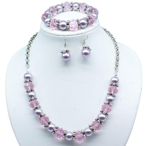 Chunky Crystal Pearl Jewellery lilac jewelry making kit — DIY set with beads and instructions for creating handmade jewelry
