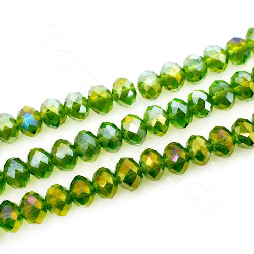 8mm crystal beads grass green shimmer — faceted for jewelry making and beadwork