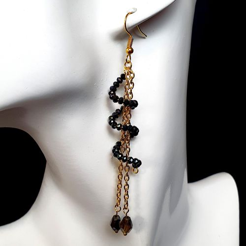 Helter Skelter Earrings 2 Pairs black diamond earring making kit — DIY set with beads and instructions for creating handmade jewelry