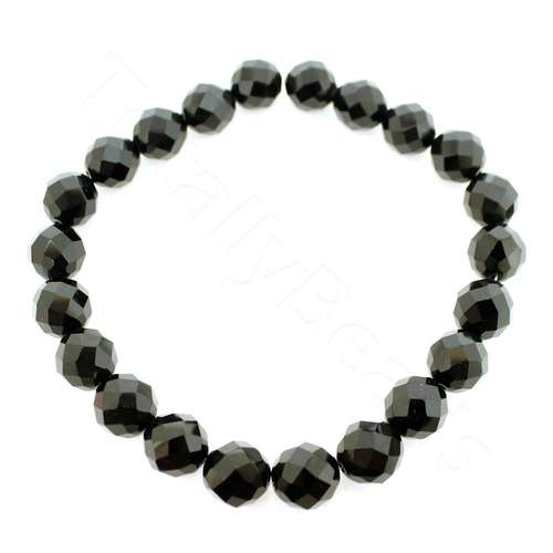 Faceted Glass Round 16mm - Black 20pcs