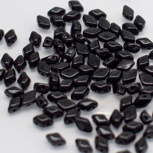 6x4mm 10g Czech glass Rulla beads jet black — two-hole beads for jewelry making and bead weaving