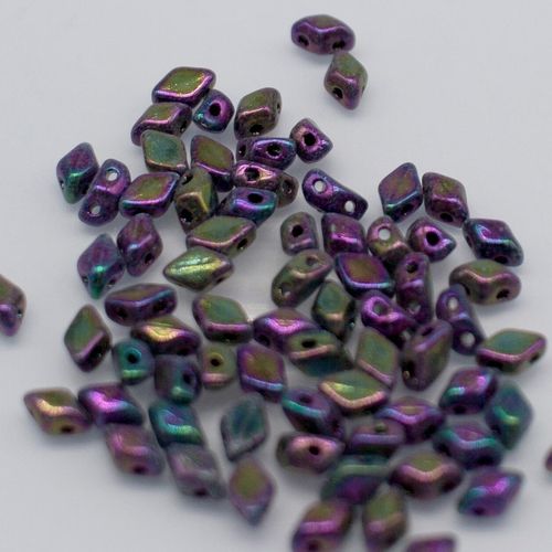 6x4mm 10g Czech glass Rulla beads purple iris — two-hole beads for jewelry making and bead weaving