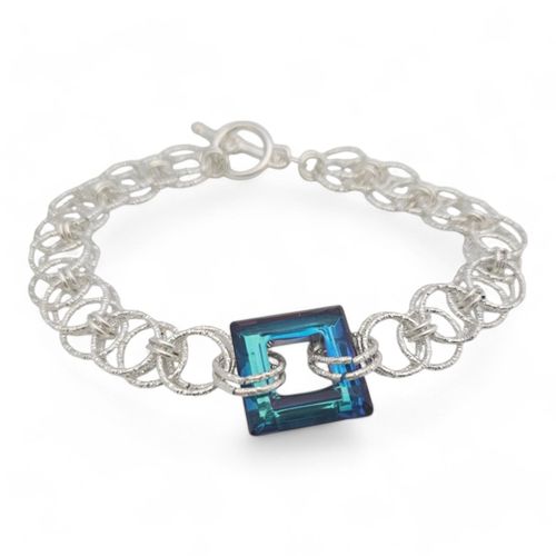 Helm Square Crystal Bracelet silver with purple rainbow bracelet making kit — DIY set with beads and instructions for creating handmade j…