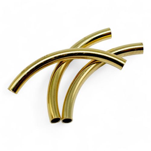 Metal Curved Tube 50mm Gold Plated 2pcs for jewellery making