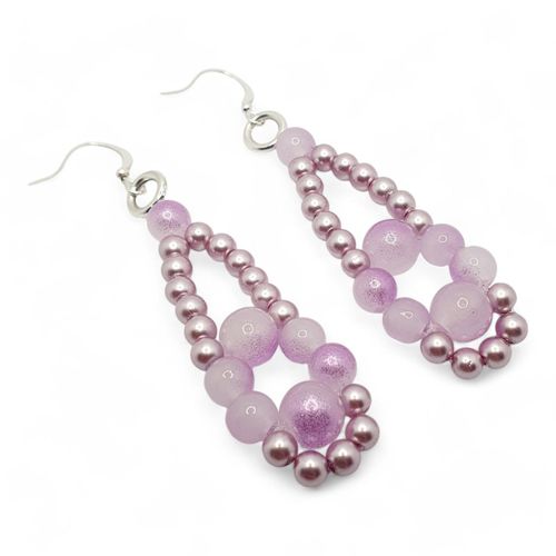 Giovanna Earrings 3 Pairs mauve earring making kit — DIY set with beads and instructions for creating handmade jewelry