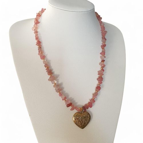 Colleen Gemstone Necklace/Bracelet strawberry quartz bracelet making kit — DIY set with beads and instructions for creating handmade jewelry