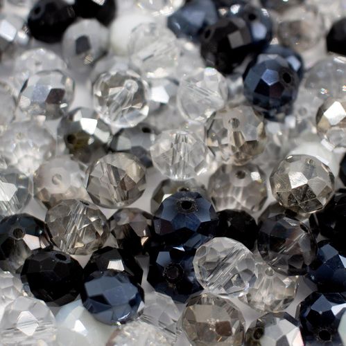 10mm crystal beads monochrome mix, pack of 60 — faceted for jewelry making and beadwork