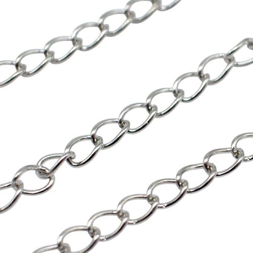 Chain Rhodium Plated Oval Twist 5.5x3.4mm 1 metre for jewellery making