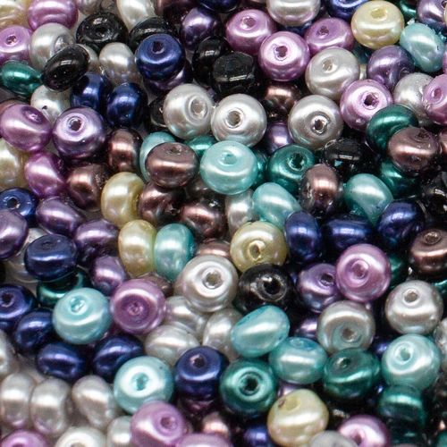 Glass Pearl Rondelle Beads 3x5mm Mixed 100pcs for jewellery making