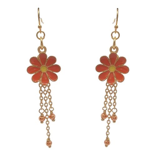 Tansy Floral Earrings red earring making kit — DIY set with beads and instructions for creating handmade jewelry