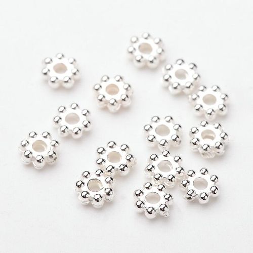 Acrylic Spacer Flower Beads 4mm 200pcs Silver for jewellery making