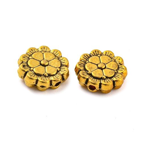 Antique Gold Bead Flower Disc 9mm 15pcs for jewellery making