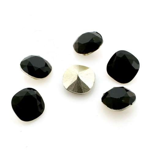 10mm resin Rivoli stone jet black 1pc — faceted round crystal-style cabochon ideal for jewelry making, settings, and crafts