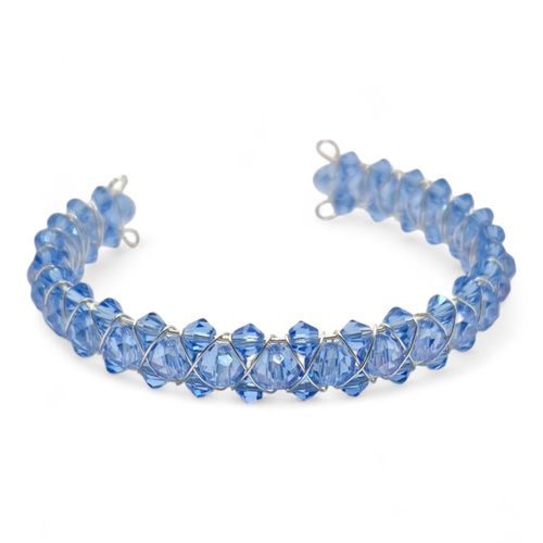 Meryl Crystal Memory Bracelets blue bracelet making kit — DIY set with beads and instructions for creating handmade jewelry