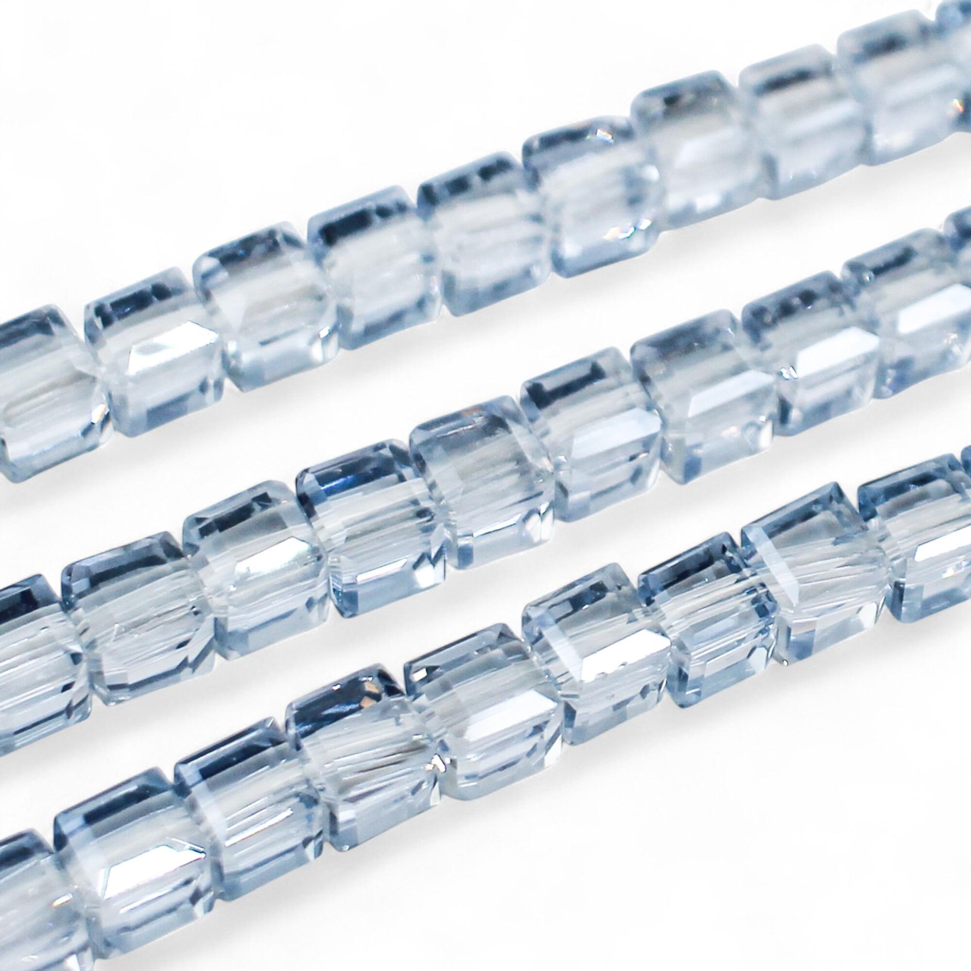 6mm crystal beads hint of blue 16" string — faceted for jewelry making and beadwork