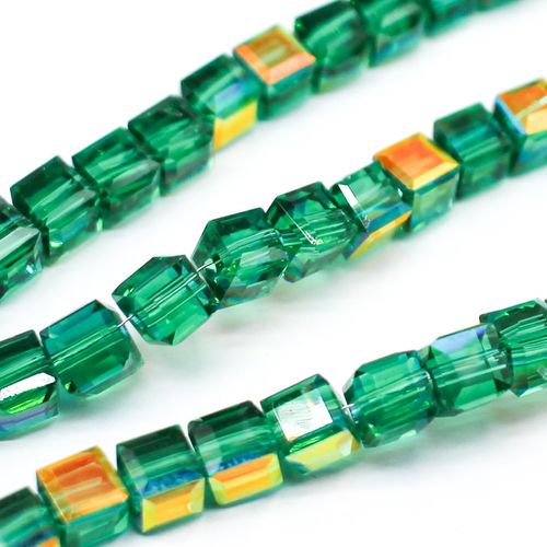 6mm crystal beads emerald rainbow, pack of 40 — faceted for jewelry making and beadwork