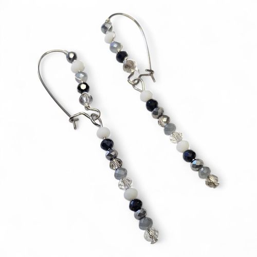 Crystal Line Drop Earrings 10 Pairs monochrome earring making kit — DIY set with beads and instructions for creating handmade jewelry