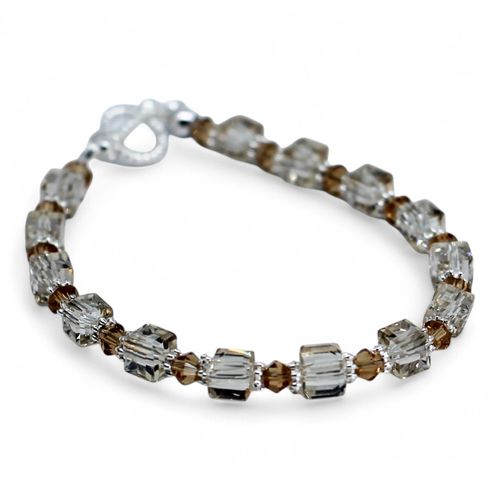 Alice Crystal Bracelet Makes 5 champagne & silver bracelet making kit — DIY set with beads and instructions for creating handmade jewelry