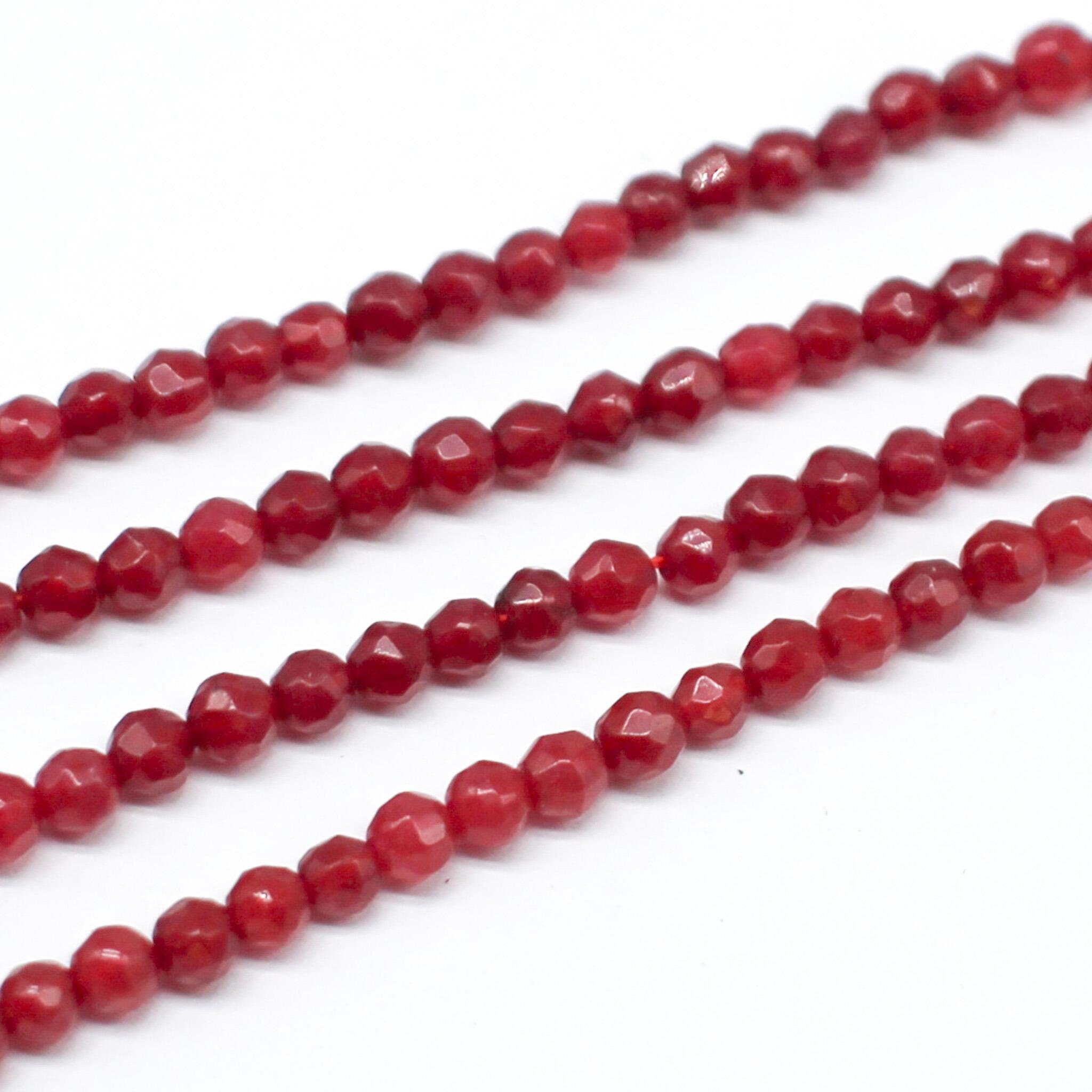 Agate Facet Round Beads 3mm Ruby Red 15" String for jewellery making