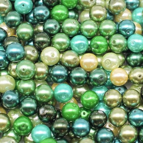 Glass Pearl Round Beads 8mm Greens Mix 100pcs for jewellery making