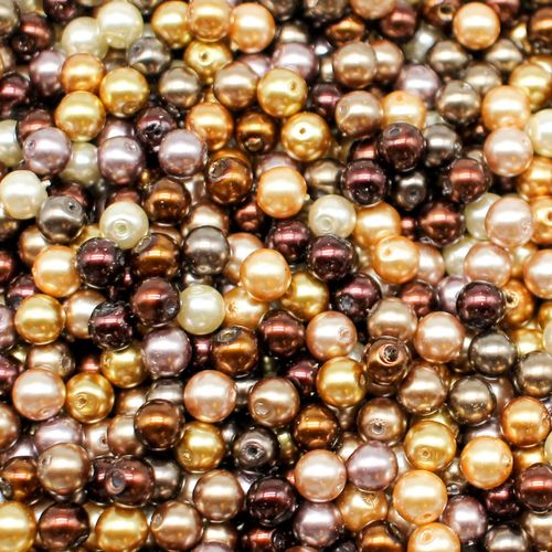 Glass Pearl Round Beads 6mm Golden Autumn Mix 120pcs for jewellery making