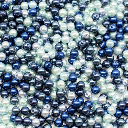 Glass Pearl Round Beads 4mm Blue Mix 200pcs for jewellery making
