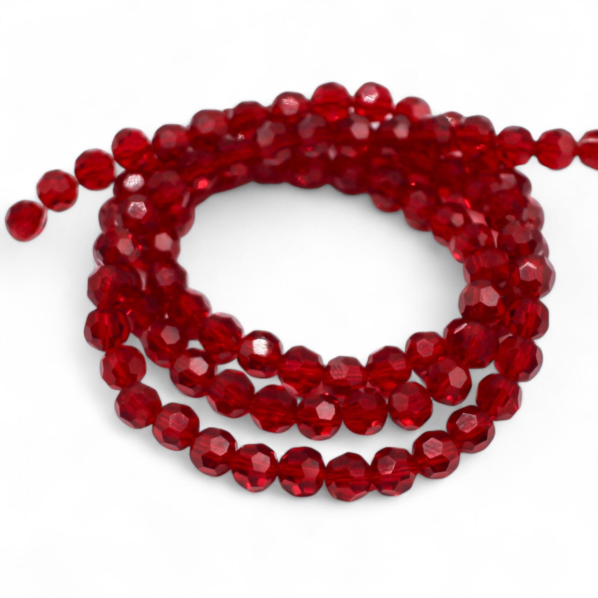 6mm crystal beads red, pack of 72 — faceted for jewelry making and beadwork
