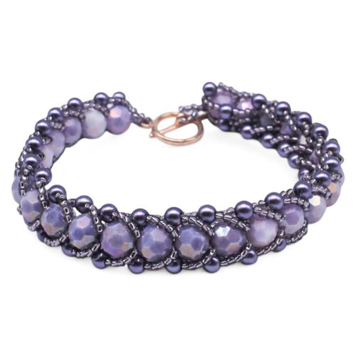 Crystal Marble Flat Spiral Bracelets lilac bracelet making kit — DIY set with beads and instructions for creating handmade jewelry