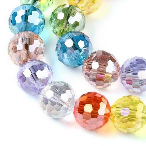 Crystal 96 Facet Round Beads 8mm Rainbow Mix for jewellery making