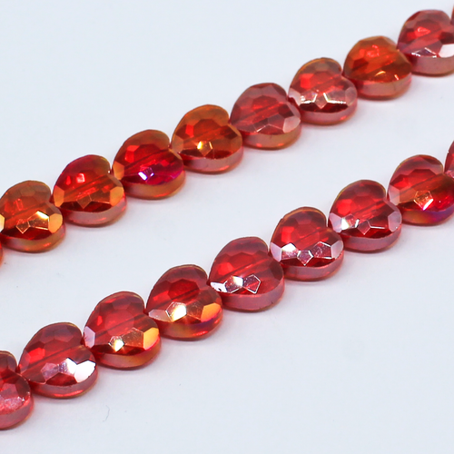 8mm crystal beads red ab, pack of 50 — AB finish, faceted for jewelry making and beadwork