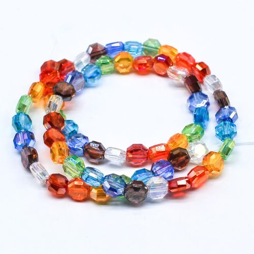 Crystal Octogon Disc 6mm Rainbow String 64pcs for jewellery making