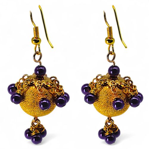 Stardust Earrings Gold & Violet earring making kit — DIY set with beads and instructions for creating handmade jewelry