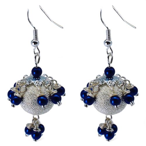 Stardust Earrings Silver & Royal Blue earring making kit — DIY set with beads and instructions for creating handmade jewelry