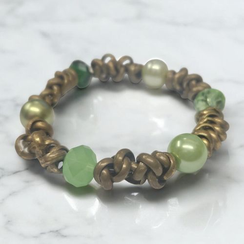 Stretch Chain Bracelets Makes 15 Green for jewellery making