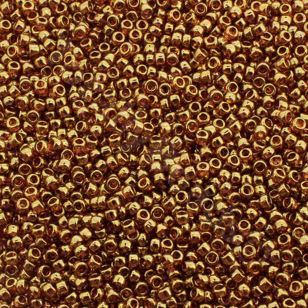Toho Size 15 Seed Beads 5g - Gold Trans Pink