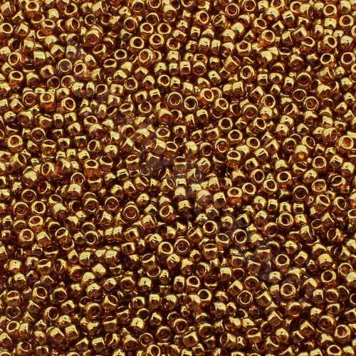 Toho Size 15 Seed Beads 5g - Gold Trans Pink