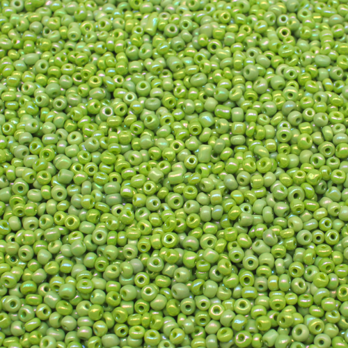 Seed Beads Opaque Rainbow Light Green Size 8 100g 3mm for jewellery making
