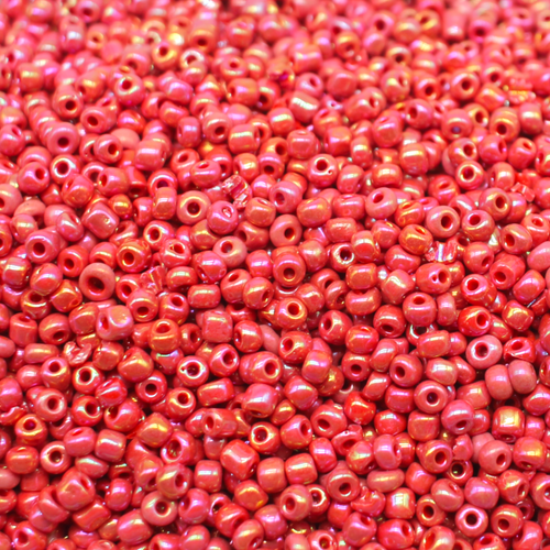 Seed Beads Opaque Rainbow Red Size 6 100g 4mm for jewellery making