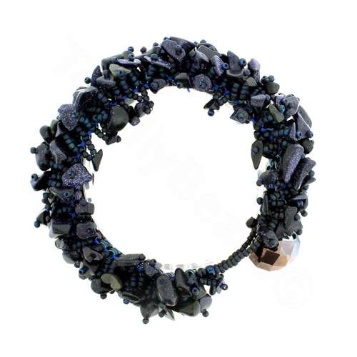 Hedgehog Bracelet Pack blue gold stone bracelet making kit — DIY set with beads and instructions for creating handmade jewelry