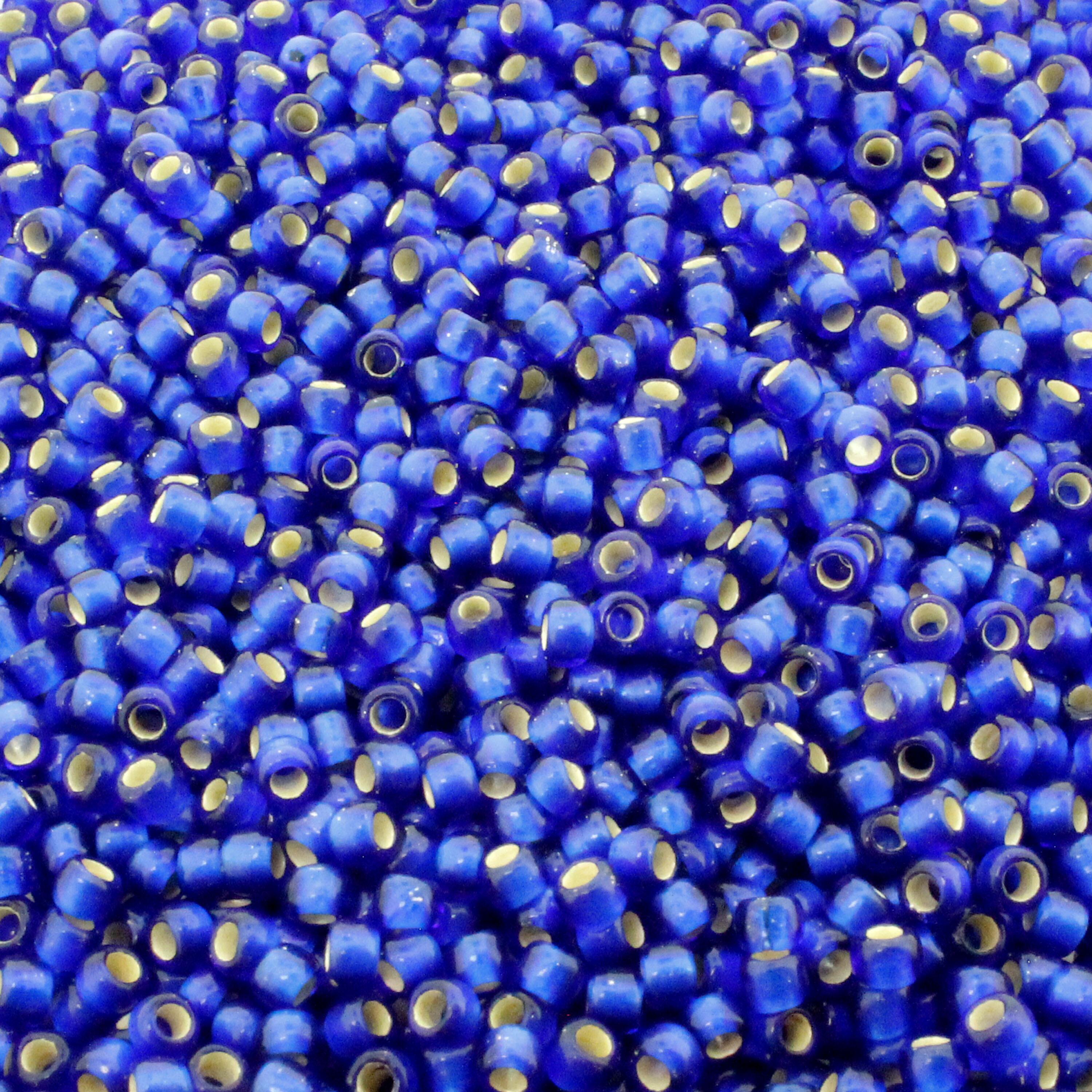 Toho Size 8 Seed Beads 10g Silver Frost Dk Sapphire 2mm for jewellery making