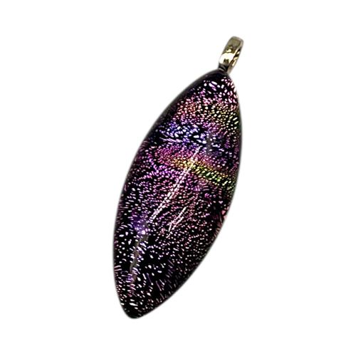 Dichroic Glass Pendant Eye 40mm Pink for jewellery making