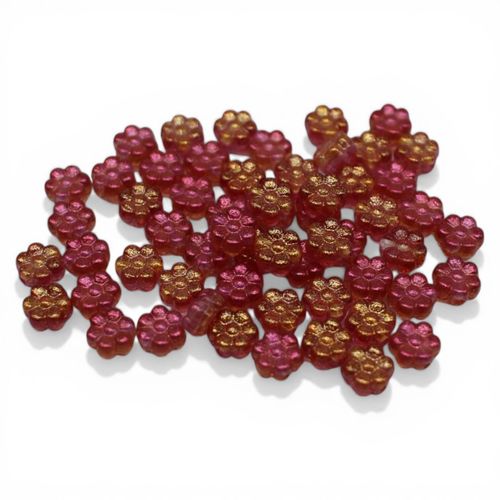 Czech Flower 8mm Pink Topaz 20pcs for jewellery making