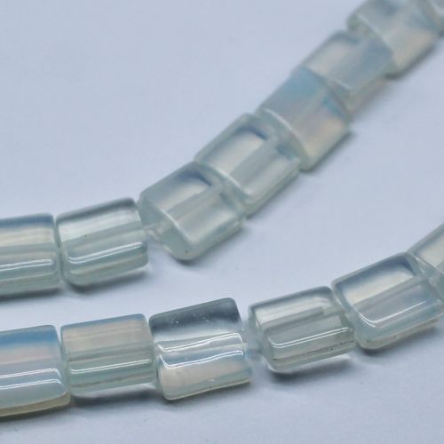 Opaline Groove Square Beads 10mm 38pcs for jewellery making