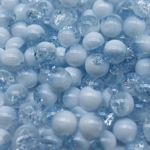Crackle White Round Beads 10mm Blue 40pcs for jewellery making